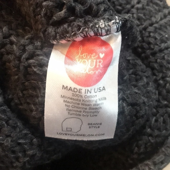 Love Your Melon Charcoal Gray “Beanie” with Leather Patch Beanie - Picture 7 of 7